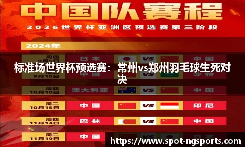 标准场世界杯预选赛:常州vs郑州羽毛球生死对决